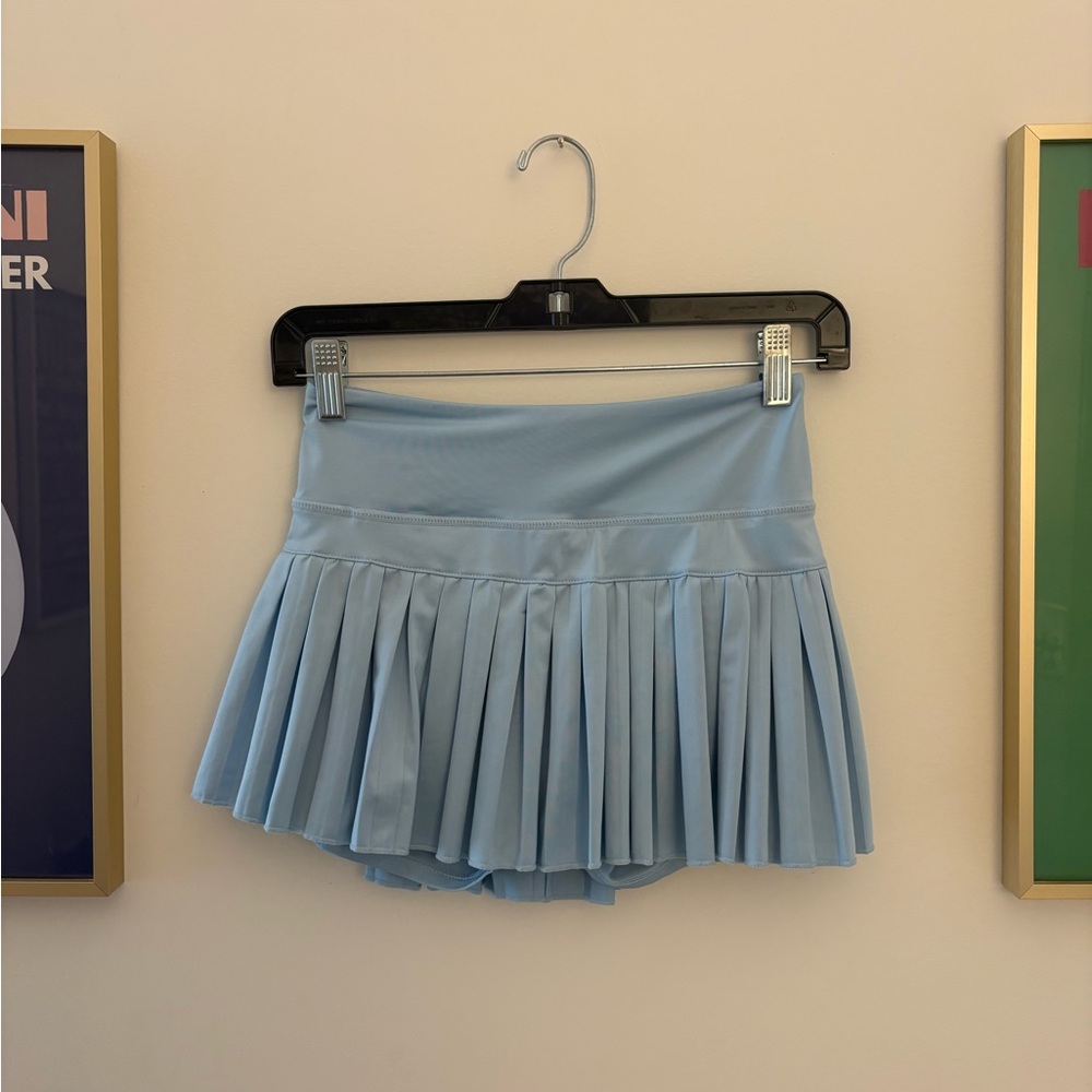 Gold Hinge Sky Blue Pleated Tennis Skort